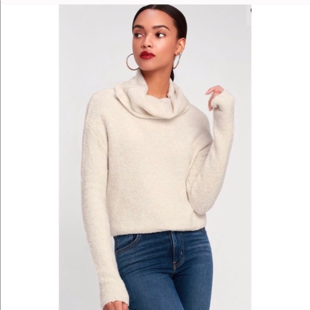 NWT Free People Stormy Fuzzy Cowl Neck Pullover - Picture 2 of 5